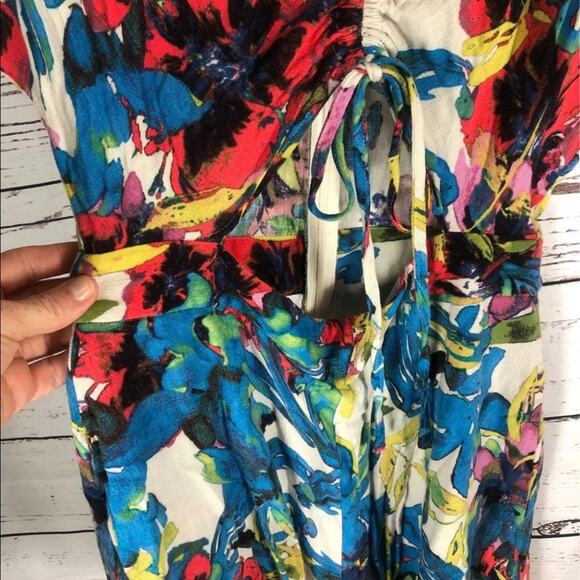 Rachel Roy Womens Floral Blue open back Romper Jumpsuit size 4 - Picture 4 of 11